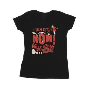 Willy Wonka Womens/Ladies Verruca Salt I Want It Now Cotton T-Shirt / Black